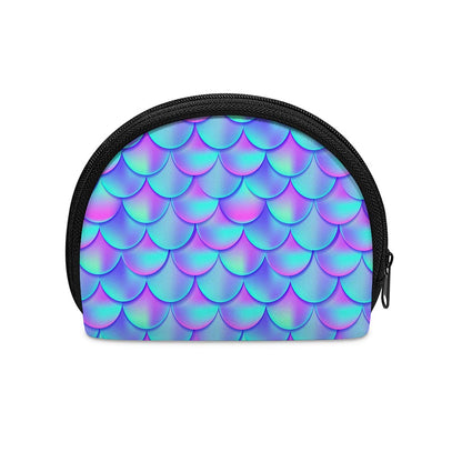 Teal Purple Mermaid Scales Pattern Print Coin Purse