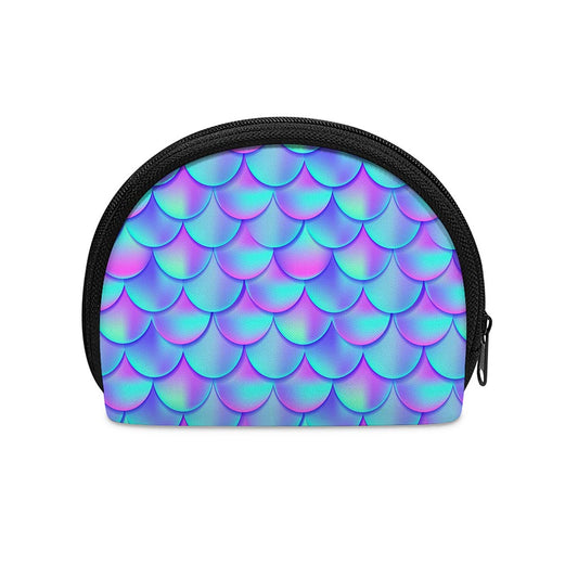 Teal Purple Mermaid Scales Pattern Print Coin Purse