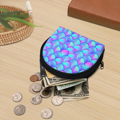 Teal Purple Mermaid Scales Pattern Print Coin Purse