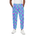 Teal Purple Mermaid Scales Pattern Print Cotton Sweatpants