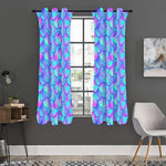 Teal Purple Mermaid Scales Pattern Print Curtain