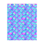 Teal Purple Mermaid Scales Pattern Print Curtain