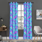 Teal Purple Mermaid Scales Pattern Print Curtain
