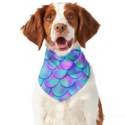 Teal Purple Mermaid Scales Pattern Print Dog Bandana