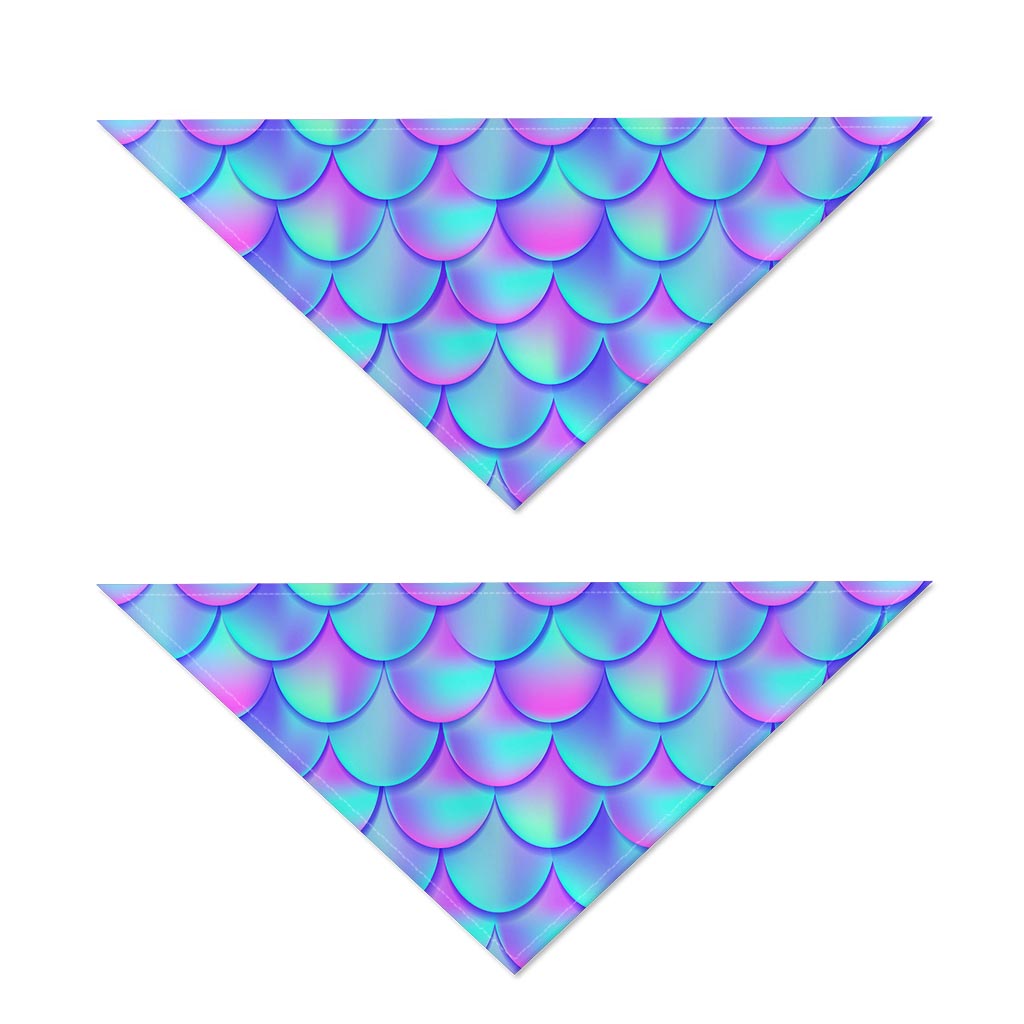 Teal Purple Mermaid Scales Pattern Print Dog Bandana