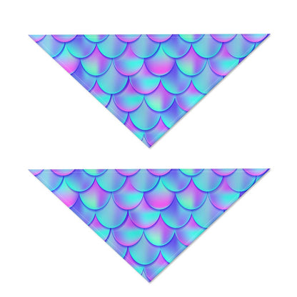 Teal Purple Mermaid Scales Pattern Print Dog Bandana
