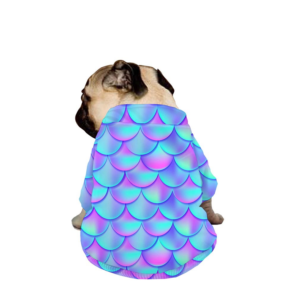 Teal Purple Mermaid Scales Pattern Print Dog Zip Up Jacket