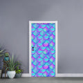 Teal Purple Mermaid Scales Pattern Print Door Sticker