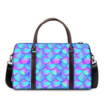 Teal Purple Mermaid Scales Pattern Print Duffle Bag