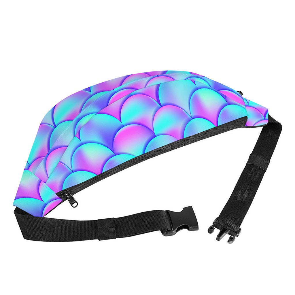 Teal Purple Mermaid Scales Pattern Print Fanny Pack