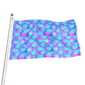Teal Purple Mermaid Scales Pattern Print Flag