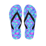 Teal Purple Mermaid Scales Pattern Print Flip Flops