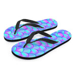 Teal Purple Mermaid Scales Pattern Print Flip Flops