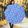 Teal Purple Mermaid Scales Pattern Print Foldable Umbrella