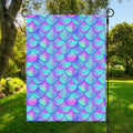 Teal Purple Mermaid Scales Pattern Print Garden Flag