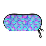 Teal Purple Mermaid Scales Pattern Print Glasses Case
