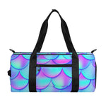 Teal Purple Mermaid Scales Pattern Print Gym Bag