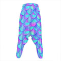 Teal Purple Mermaid Scales Pattern Print Hammer Pants