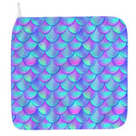 Teal Purple Mermaid Scales Pattern Print Hand Towel