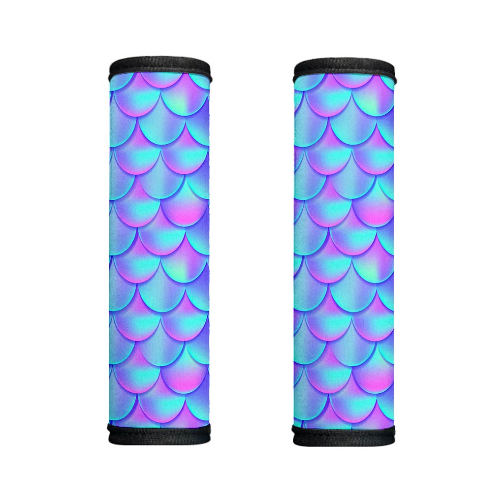 Teal Purple Mermaid Scales Pattern Print Handle Covers