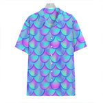 Teal Purple Mermaid Scales Pattern Print Hawaiian Shirt