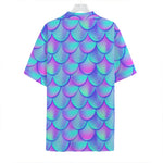 Teal Purple Mermaid Scales Pattern Print Hawaiian Shirt