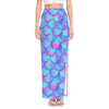 Teal Purple Mermaid Scales Pattern Print High Slit Maxi Skirt