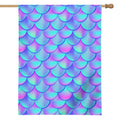 Teal Purple Mermaid Scales Pattern Print House Flag