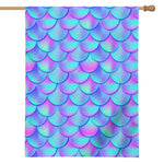 Teal Purple Mermaid Scales Pattern Print House Flag