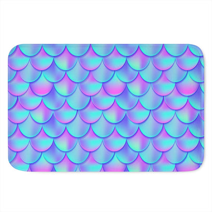 Teal Purple Mermaid Scales Pattern Print Indoor Door Mat