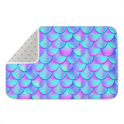 Teal Purple Mermaid Scales Pattern Print Indoor Door Mat