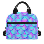 Teal Purple Mermaid Scales Pattern Print Insulated Lunch Bag