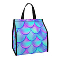 Teal Purple Mermaid Scales Pattern Print Insulated Lunch Tote