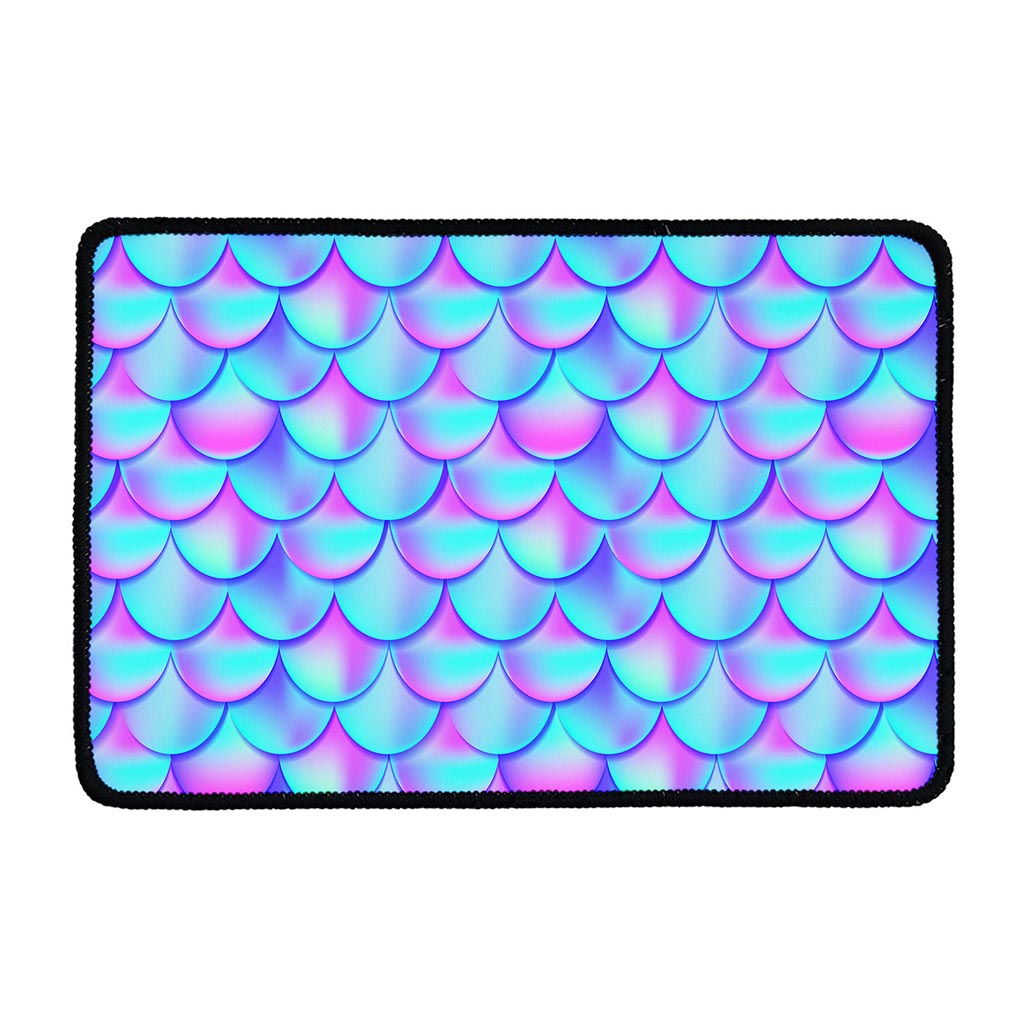 Teal Purple Mermaid Scales Pattern Print Kitchen Mat