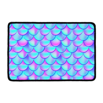 Teal Purple Mermaid Scales Pattern Print Kitchen Mat