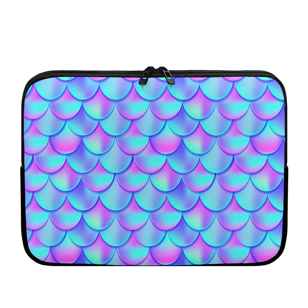 Teal Purple Mermaid Scales Pattern Print Laptop Sleeve