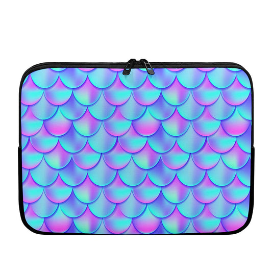 Teal Purple Mermaid Scales Pattern Print Laptop Sleeve