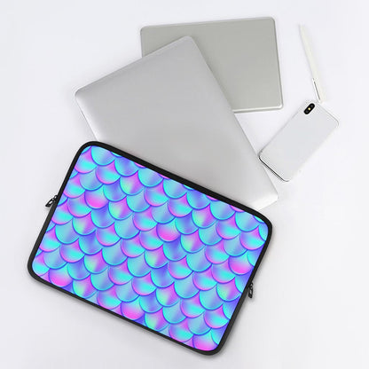 Teal Purple Mermaid Scales Pattern Print Laptop Sleeve