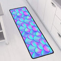 Teal Purple Mermaid Scales Pattern Print Long Kitchen Mat