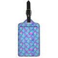 Teal Purple Mermaid Scales Pattern Print Luggage Tag