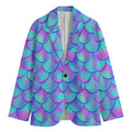 Teal Purple Mermaid Scales Pattern Print Men's Blazer