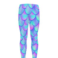 Teal Purple Mermaid Scales Pattern Print Men's Leggings