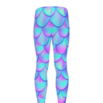 Teal Purple Mermaid Scales Pattern Print Men's leggings