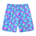Teal Purple Mermaid Scales Pattern Print Men's Swim Trunks