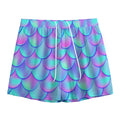 Teal Purple Mermaid Scales Pattern Print Mesh Shorts