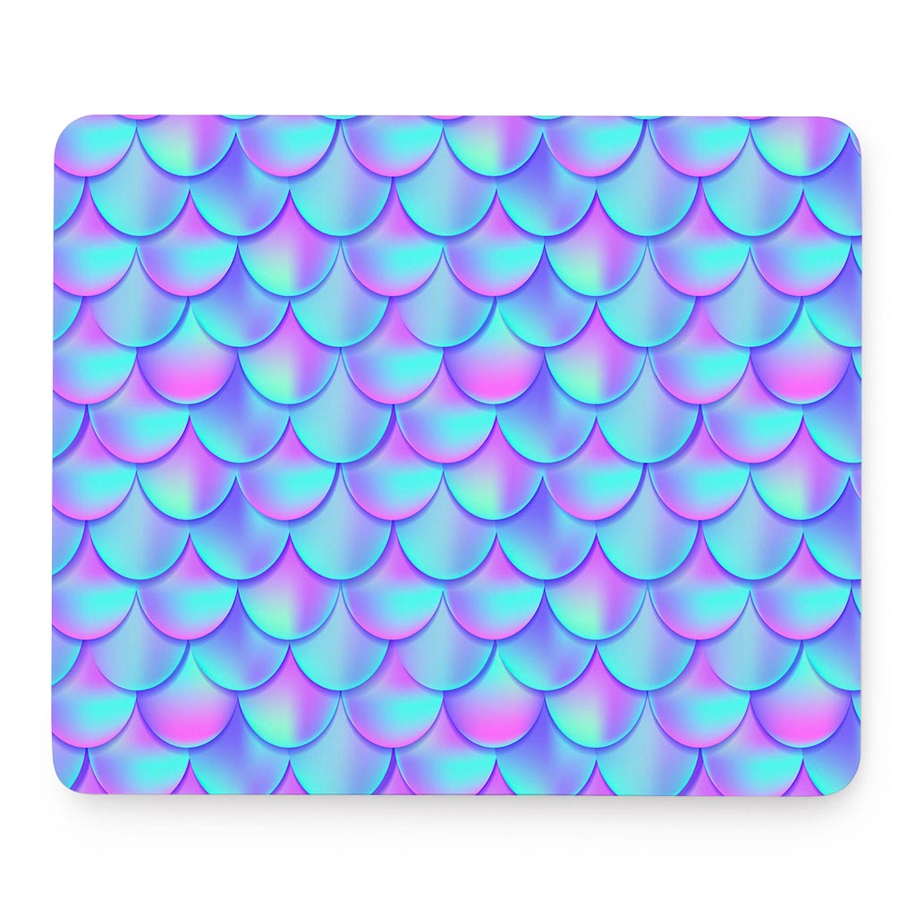 Teal Purple Mermaid Scales Pattern Print Mouse Pad