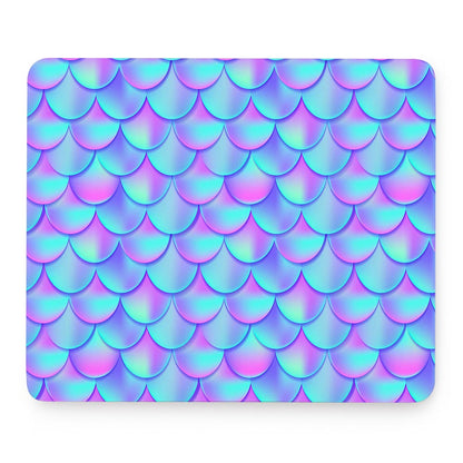 Teal Purple Mermaid Scales Pattern Print Mouse Pad