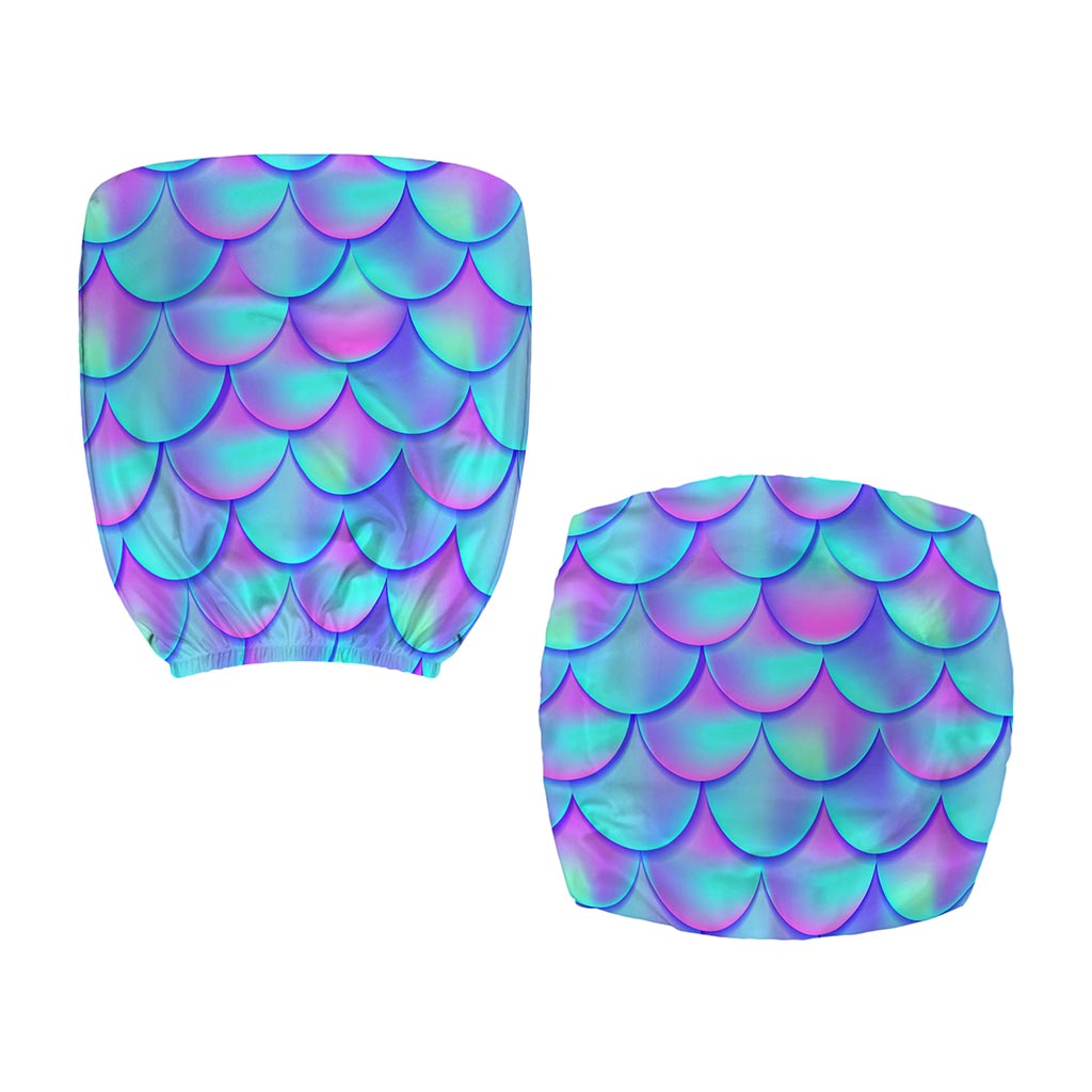 Teal Purple Mermaid Scales Pattern Print Office Chair Cover