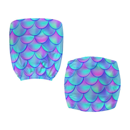 Teal Purple Mermaid Scales Pattern Print Office Chair Cover