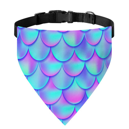 Teal Purple Mermaid Scales Pattern Print Over The Collar Dog Bandana